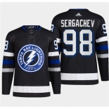 Men's Tampa Bay Lightning #98 Mikhail Sergachev Black 2024 Stadium Series Stitched Jersey