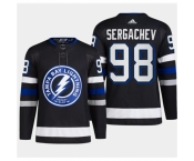 Men's Tampa Bay Lightning #98 Mikhail Sergachev Black 2024 Stadium Series Stitched Jersey