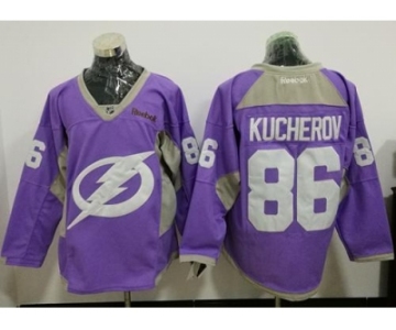 Tampa Bay Lightning #86 Nikita Kucherov Purple Fights Cancer Practice Stitched NHL Jersey