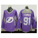 Tampa Bay Lightning #91 Steven Stamkos Purple Fights Cancer Practice Stitched NHL Jersey