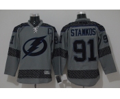 nhl jerseys tampa bay lightning #91 steven stamkos grey[charcoal cross check]