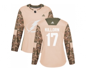 Women Adidas Tampa Bay Lightning #17 Alex Killorn Camo Authentic 2017 Veterans Day Stitched NHL Jersey