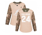 Women Adidas Tampa Bay Lightning #24 Ryan Callahan Camo Authentic 2017 Veterans Day Stitched NHL Jersey