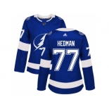 Women Adidas Tampa Bay Lightning #77 Victor Hedman Blue Home Authentic Stitched NHL Jersey