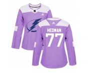 Women Adidas Tampa Bay Lightning #77 Victor Hedman Purple Authentic Fights Cancer Stitched NHL Jersey