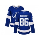 Women Adidas Tampa Bay Lightning #86 Nikita Kucherov Blue Home Authentic Stitched NHL Jersey