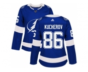 Women Adidas Tampa Bay Lightning #86 Nikita Kucherov Blue Home Authentic Stitched NHL Jersey