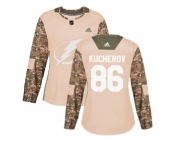 Women Adidas Tampa Bay Lightning #86 Nikita Kucherov Camo Authentic 2017 Veterans Day Stitched NHL Jersey