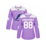 Women Adidas Tampa Bay Lightning #88 Andrei Vasilevskiy Purple Authentic Fights Cancer Stitched NHL Jersey