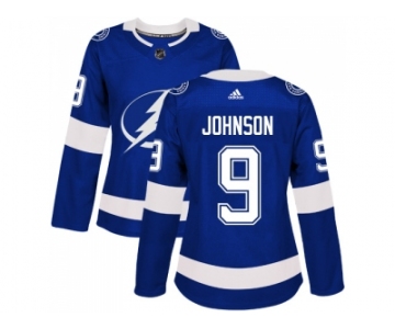 Women Adidas Tampa Bay Lightning #9 Tyler Johnson Blue Home Authentic Stitched NHL Jersey