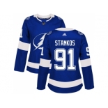 Women Adidas Tampa Bay Lightning #91 Steven Stamkos Blue Home Authentic Stitched NHL Jerse