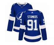 Women Adidas Tampa Bay Lightning #91 Steven Stamkos Blue Home Authentic Stitched NHL Jerse