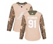 Women Adidas Tampa Bay Lightning #91 Steven Stamkos Camo Authentic 2017 Veterans Day Stitched NHL Jersey