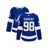 Women Adidas Tampa Bay Lightning #98 Mikhail Sergachev Blue Home Authentic Stitched NHL Jersey