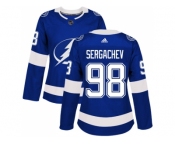 Women Adidas Tampa Bay Lightning #98 Mikhail Sergachev Blue Home Authentic Stitched NHL Jersey