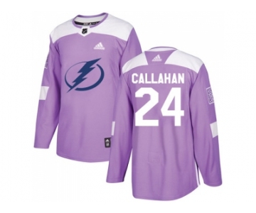 Youth Adidas Tampa Bay Lightning #24 Ryan Callahan Purple Authentic Fights Cancer Stitched NHL Jersey