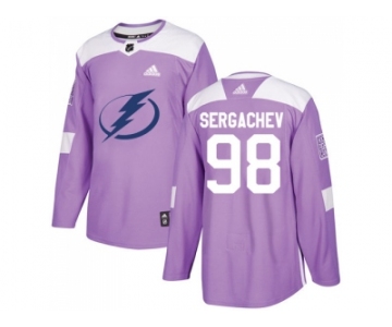 Youth Adidas Tampa Bay Lightning #98 Mikhail Sergachev Purple Authentic Fights Cancer Stitched NHL Jersey