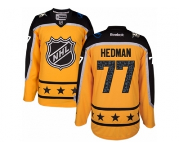 Youth Reebok Tampa Bay Lightning #77 Victor Hedman Authentic Yellow Atlantic Division 2017 All-Star NHL Jersey