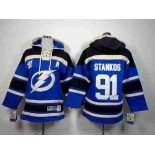 youth nhl jerseys tampa bay lightning #91 stamkos blue-black[pullover hooded sweatshirt][patch A]