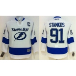 youth nhl jerseys tampa bay lightning #91 stamkos white[2014 new stadium][patch C]