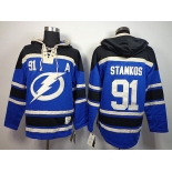 nhl jerseys tampa bay lightning #91 stamkos blue-black[pullover hooded sweatshirt][patch A]