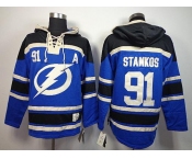 nhl jerseys tampa bay lightning #91 stamkos blue-black[pullover hooded sweatshirt][patch A]