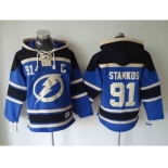 nhl jerseys tampa bay lightning #91 stamkos blue-black[pullover hooded sweatshirt][patch C]