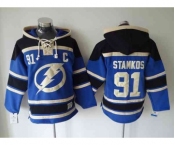 nhl jerseys tampa bay lightning #91 stamkos blue-black[pullover hooded sweatshirt][patch C]