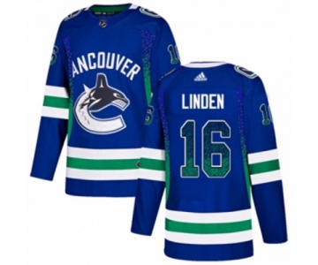 Adidas Vancouver Canucks #16 Trevor Linden Authentic Blue Drift Fashion NHL Jersey