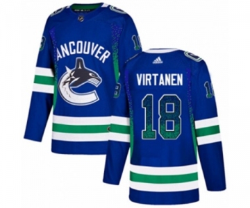 Adidas Vancouver Canucks #18 Jake Virtanen Authentic Blue Drift Fashion NHL Jersey