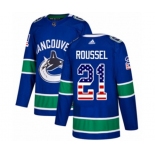 Adidas Vancouver Canucks #21 Antoine Roussel Authentic Blue USA Flag Fashion NHL Jersey