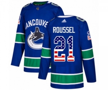 Adidas Vancouver Canucks #21 Antoine Roussel Authentic Blue USA Flag Fashion NHL Jersey