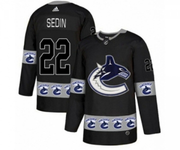 Adidas Vancouver Canucks #22 Daniel Sedin Authentic Black Team Logo Fashion NHL Jersey