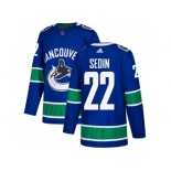 Adidas Vancouver Canucks #22 Daniel Sedin Blue Home Authentic Stitched NHL Jersey