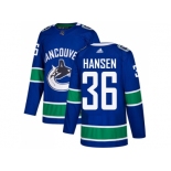 Adidas Vancouver Canucks #36 Jannik Hansen Blue Home Authentic Stitched NHL Jers