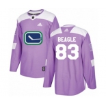 Adidas Vancouver Canucks #83 Jay Beagle Authentic Purple Fights Cancer Practice NHL Jersey