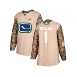 Men Adidas Vancouver Canucks #1 Kirk Mclean Camo Authentic 2017 Veterans Day Stitched NHL Jersey