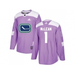 Men Adidas Vancouver Canucks #1 Kirk Mclean Purple Authentic Fights Cancer Stitched NHL Jerse