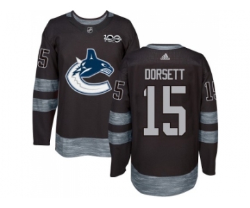 Men Adidas Vancouver Canucks #15 Derek Dorsett Black 1917-2017 100th Anniversary Stitched NHL Jersey