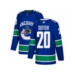 Men Adidas Vancouver Canucks #20 Brandon Sutter Blue Home Authentic Stitched NHL Jersey