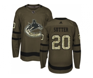 Men Adidas Vancouver Canucks #20 Brandon Sutter Green Salute to Service Stitched NHL Jersey