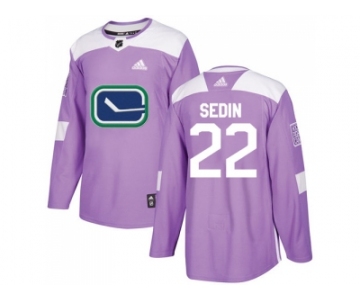 Men Adidas Vancouver Canucks #22 Daniel Sedin Purple Authentic Fights Cancer Stitched NHL Jersey
