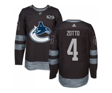 Men Adidas Vancouver Canucks #4 Michael Del Zotto Black 1917-2017 100th Anniversary Stitched NHL Jersey