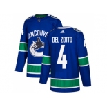 Men Adidas Vancouver Canucks #4 Michael Del Zotto Blue Home Authentic Stitched NHL Jersey