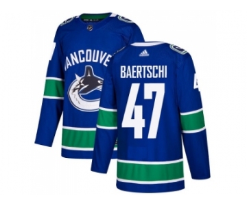 Men Adidas Vancouver Canucks #47 Sven Baertschi Blue Home Authentic Stitched NHL Jersey