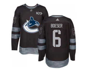 Men Adidas Vancouver Canucks #6 Brock Boeser Black 1917-2017 100th Anniversary Stitched NHL Jersey