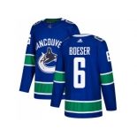 Men Adidas Vancouver Canucks #6 Brock Boeser Blue Home Authentic Stitched NHL Jersey