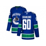 Men Adidas Vancouver Canucks #60 Markus Granlund Blue Home Authentic Stitched NHL Jersey