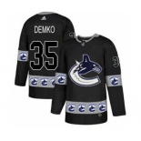 Men's Canucks #35 Thatcher Demko Black Authentic Team Logo Fashion Stitched Hockey Jersey