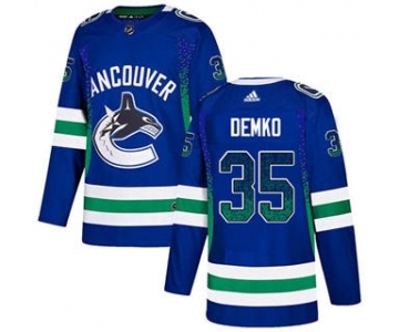 Men's Canucks #35 Thatcher Demko Blue Home Authentic Drift Fashion Stitched Hockey Jersey